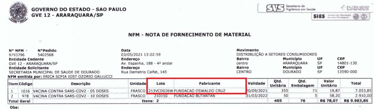 Foto 6 de 7 — Dourado está na lista de cidades que aplicaram doses vencidas de vacina; veja
